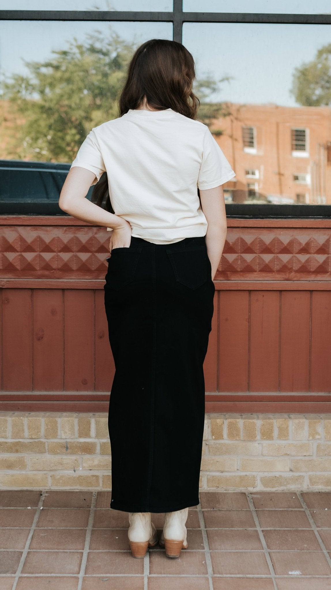 Rock & Roll Women's Denim Maxi Skirt Black BW69D07224 - Southern Soule Designs