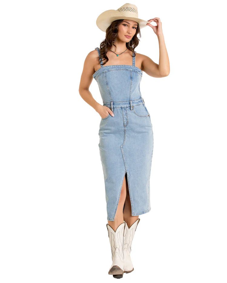 Rock & Roll Women's Detachable Strap Dress Light Wash BWD0D06413 - Southern Soule Designs