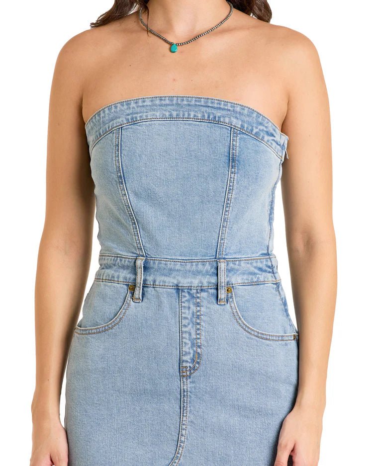 Rock & Roll Women's Detachable Strap Dress Light Wash BWD0D06413 - Southern Soule Designs