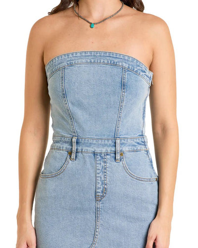 Rock & Roll Women's Detachable Strap Dress Light Wash BWD0D06413 - Southern Soule Designs