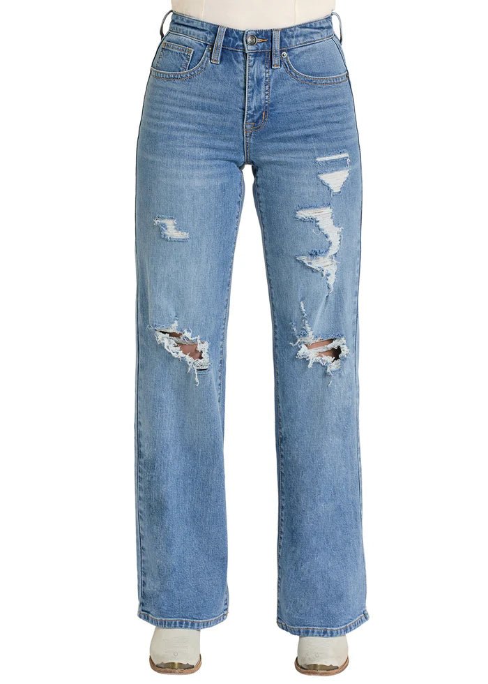 Rock & Roll Women's Distressed Wide Leg Jean BW6HD08496 - Southern Soule Designs
