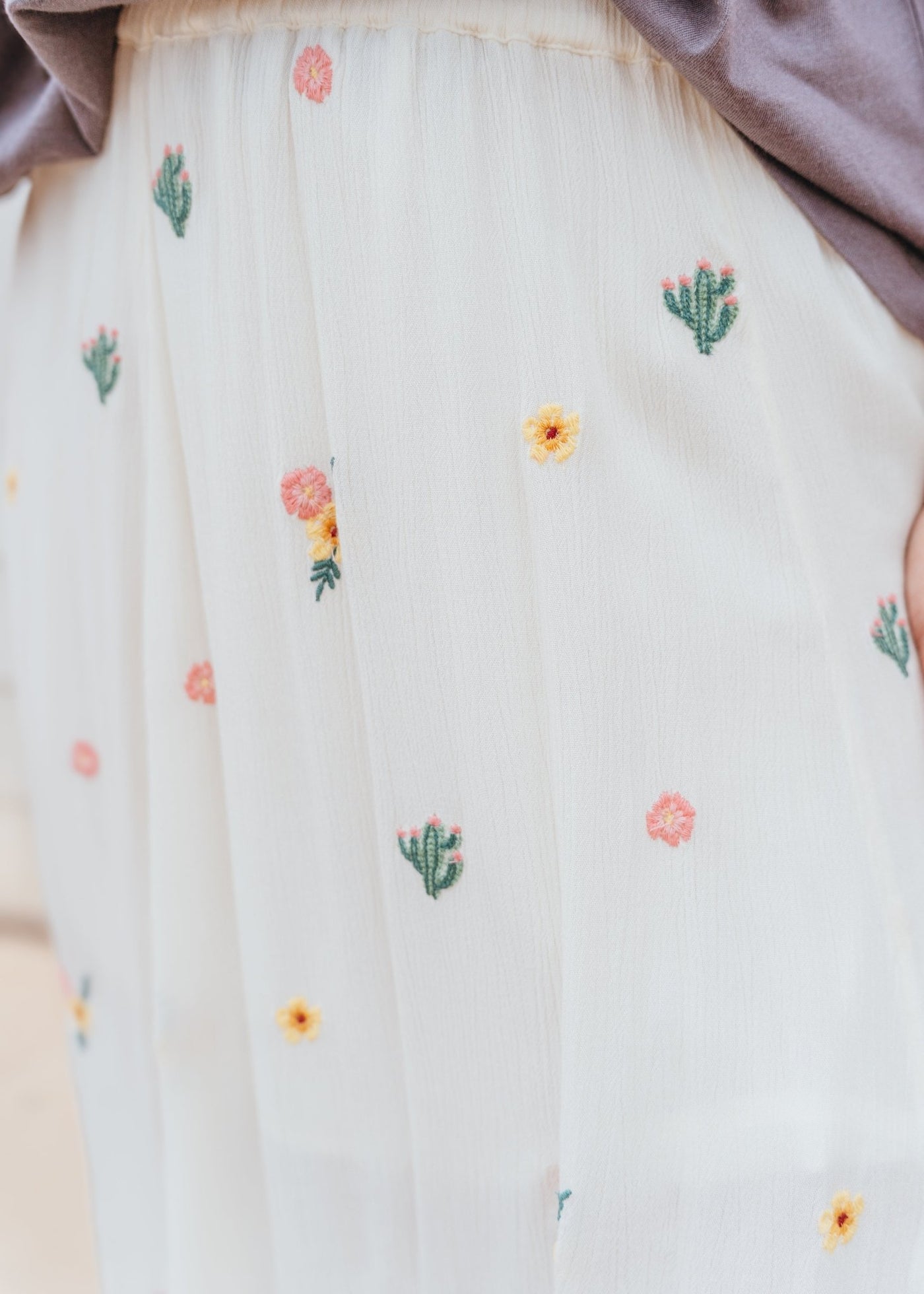 Rock & Roll Women's Embroidered Midi Skirt Natural BW69B06282 - Southern Soule Designs