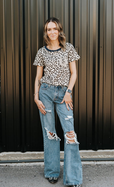 Rock & Roll Women's High Rise Palazzo Flare Medium Wash Jean BW8HD06405 - Southern Soule Designs