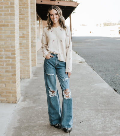 Rock & Roll Women's High Rise Palazzo Flare Medium Wash Jean BW8HD06405 - Southern Soule Designs