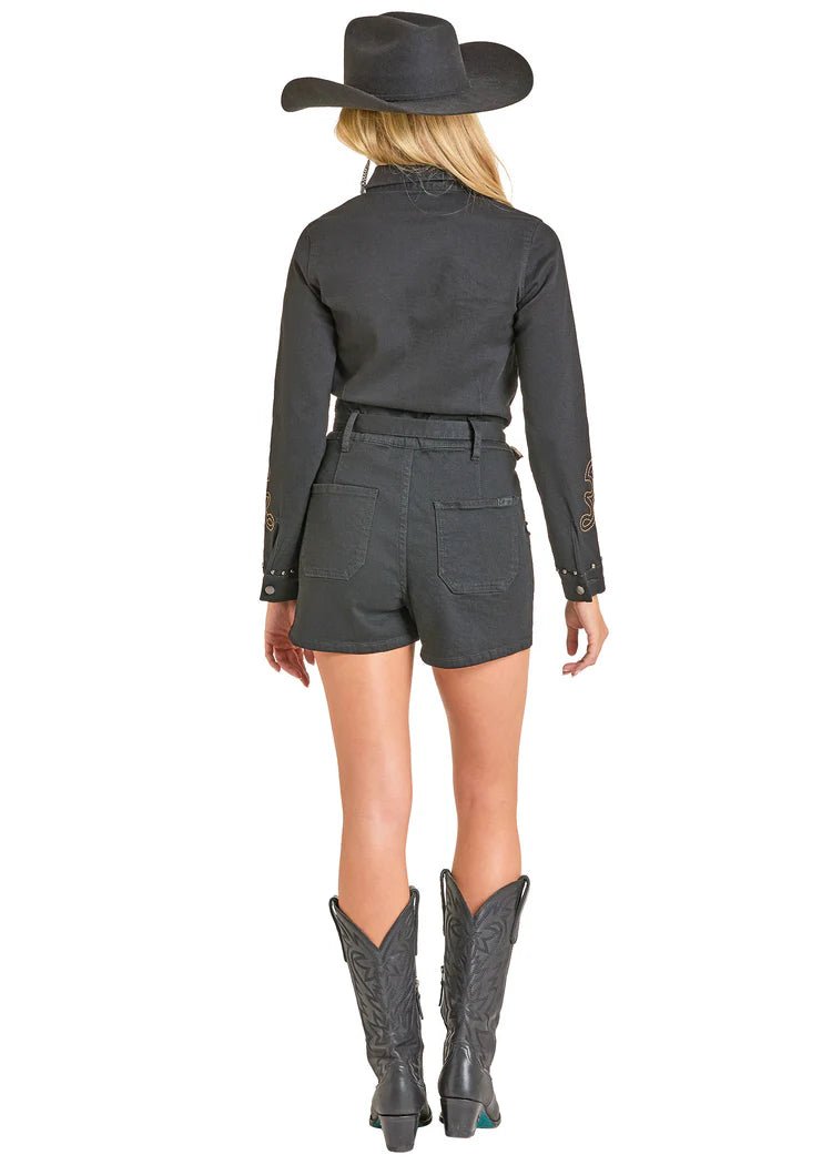 Rock & Roll Women's Long Sleeve Romper Black BWR2D04922 - Southern Soule Designs