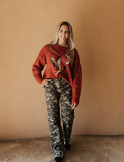 Rock & Roll Women's Moss Green Camo Cargo Wide Leg Jean BW6HD07900 - Southern Soule Designs