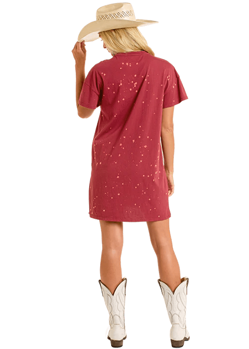 Rock & Roll Women's Rodeo Graphic T-Shirt Dress Wine BWD1R06452 - Southern Soule Designs