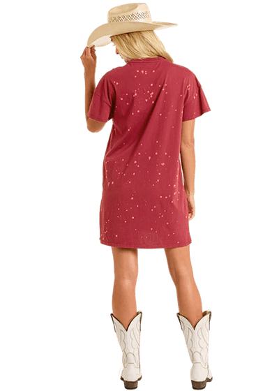 Rock & Roll Women's Rodeo Graphic T-Shirt Dress Wine BWD1R06452 - Southern Soule Designs