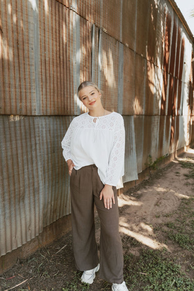 Roper Women's White Eyelet Long Sleeve Top 03 - 050 - 0565 - 5056 - Southern Soule Designs