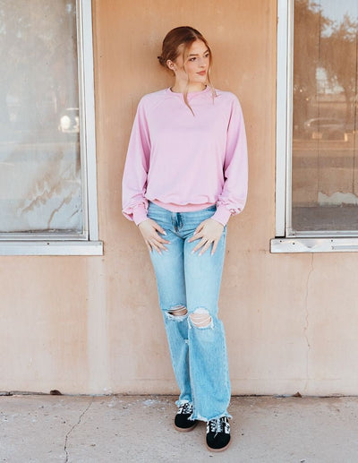 Rose Pink Crewneck Sweatshirt DZ24E446 - Southern Soule Designs