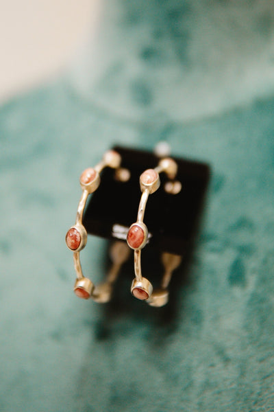 Rose Stone Thin Hoop - Southern Soule Designs
