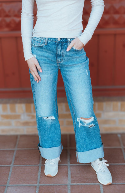 Rosy High Rise Cuff Jeans LV1459 - Southern Soule Designs