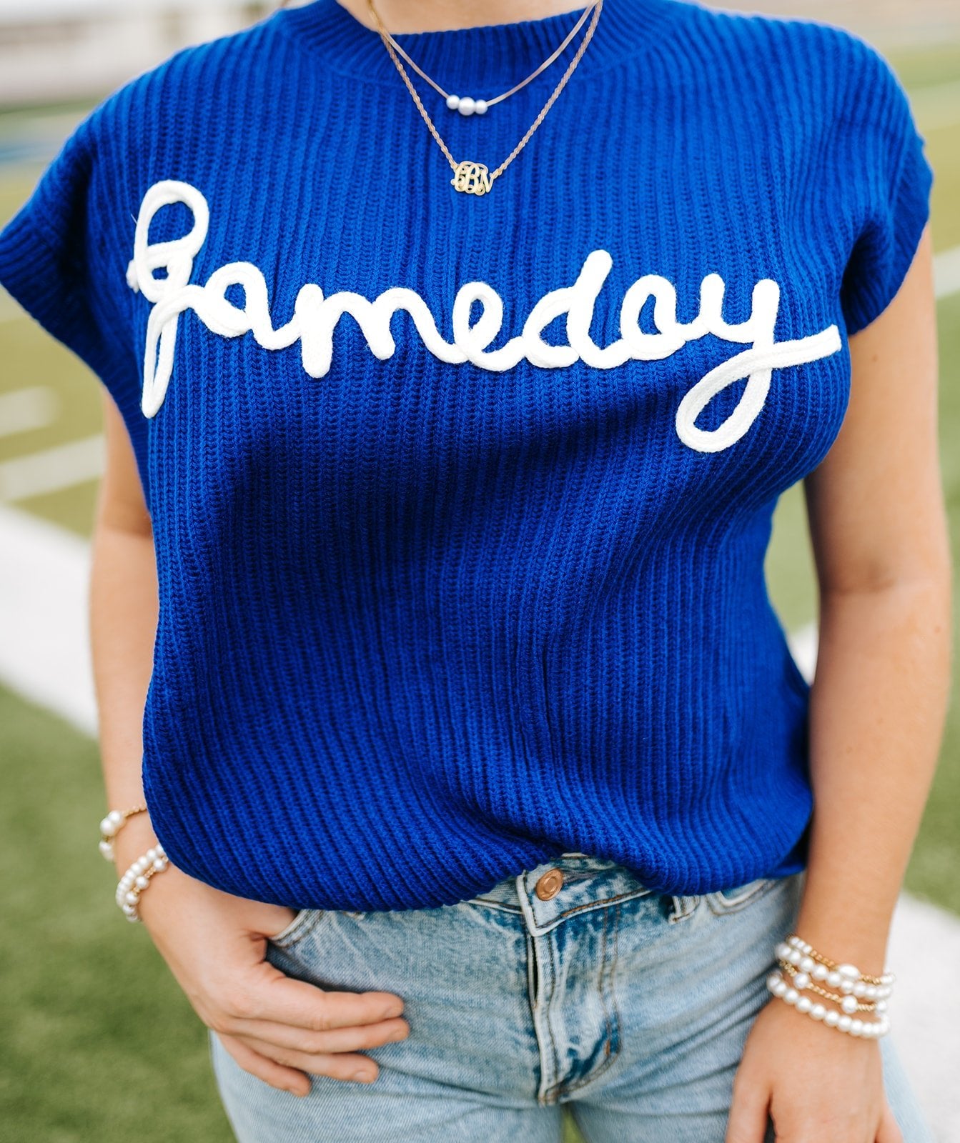 Royal Blue Gameday Embroidered Sweater Vest CSW10210-1 - Southern Soule Designs