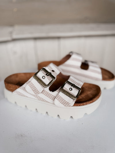 Rumor Has It - Tan Natural Stripe Sandal - Southern Soule Designs