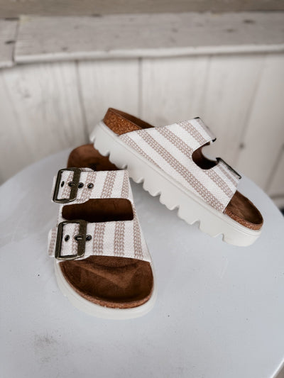 Rumor Has It - Tan Natural Stripe Sandal - Southern Soule Designs