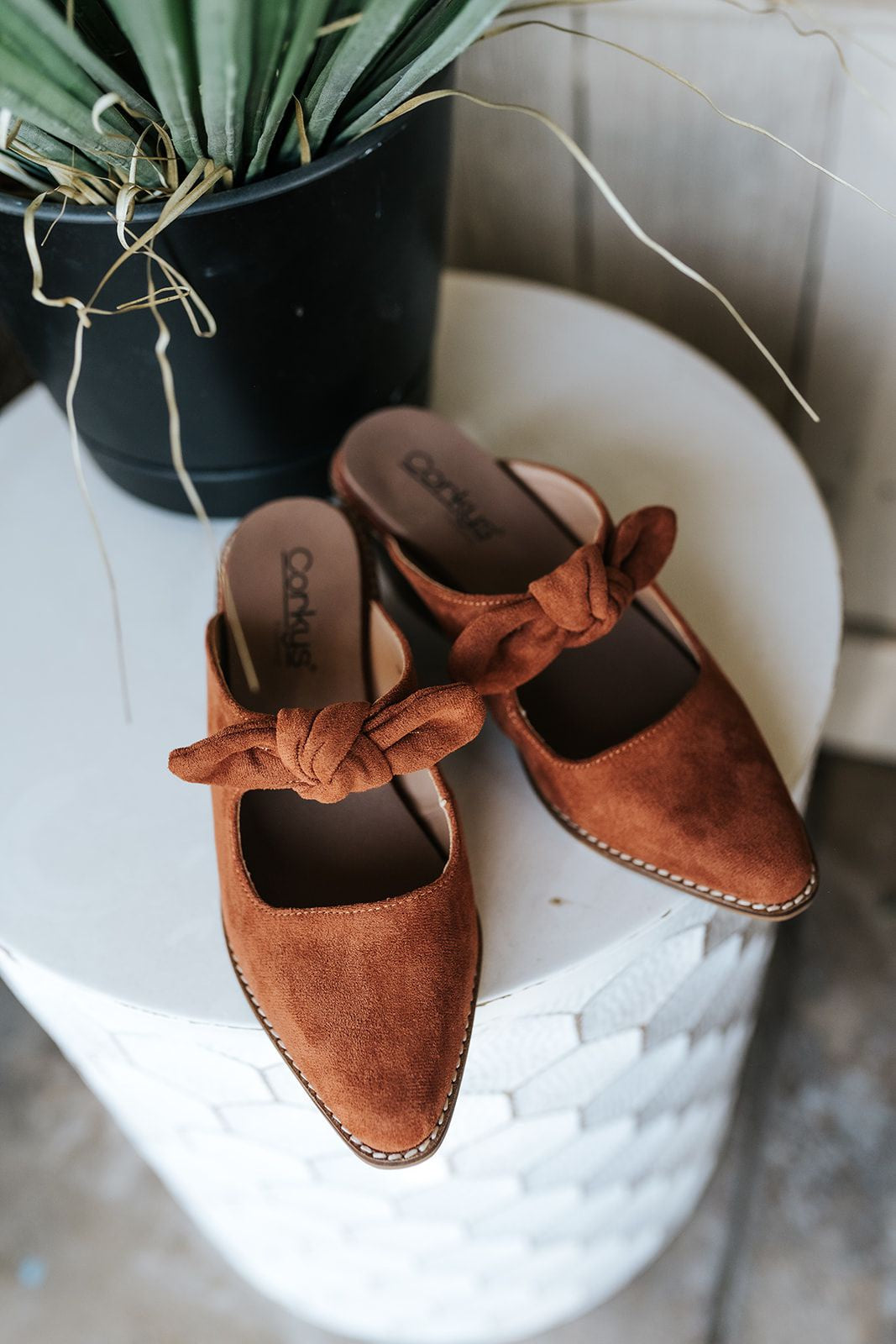 Oh Bow She Didnt - Rust Faux Suede
