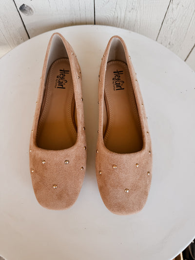 Dont Be Rude Camel Faux Suede Flat