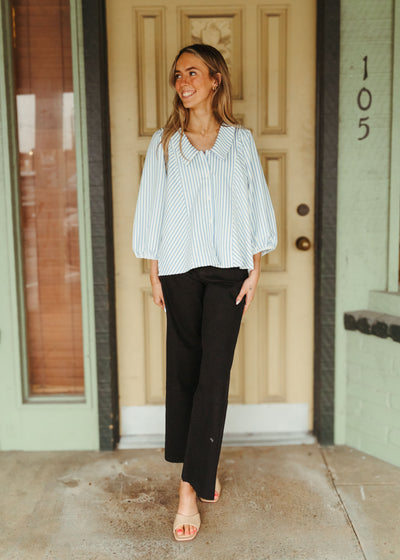 Faded Black Straight Wide Leg Pants MMP623