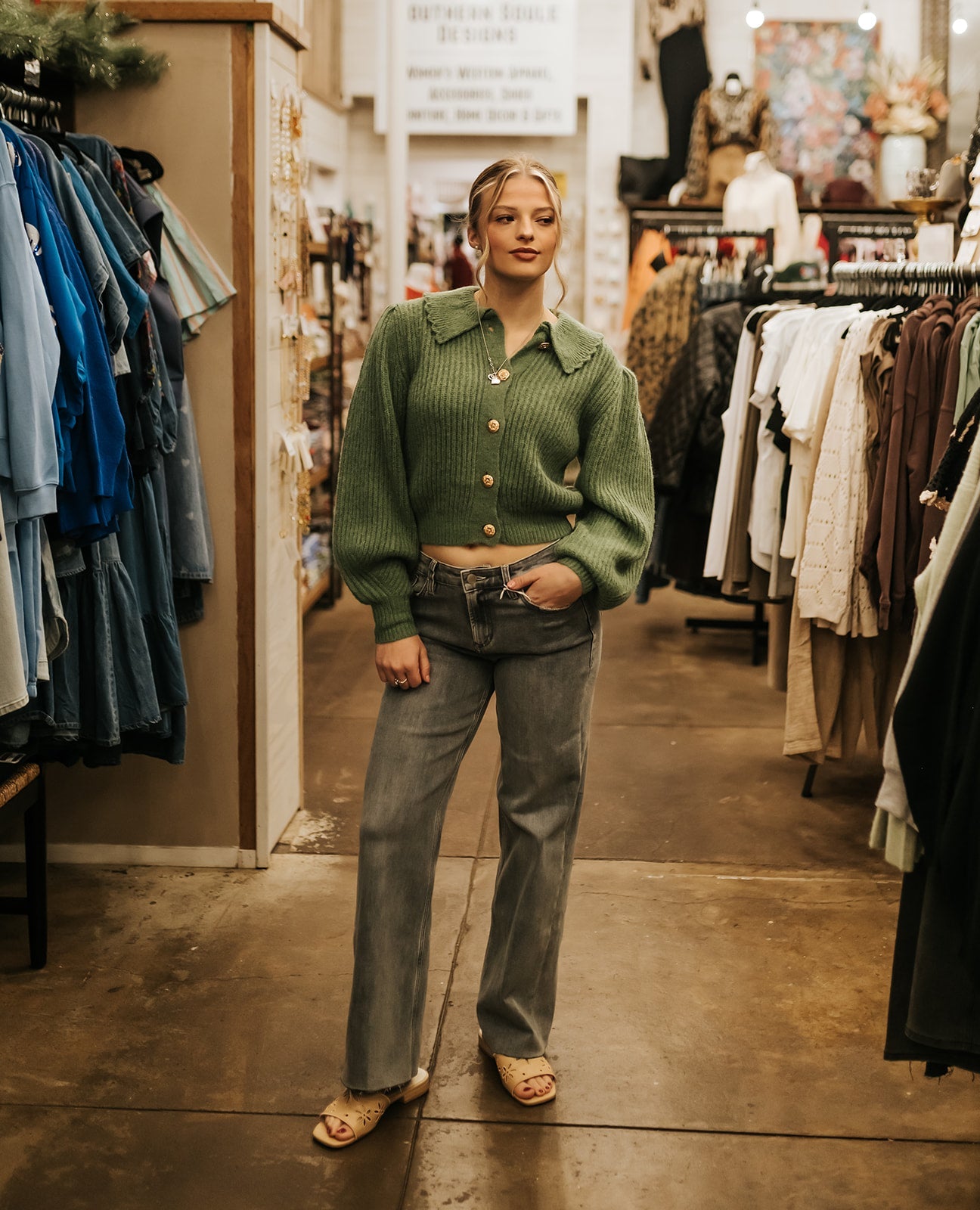 Sage Chunky Collar Knitted Cardigan ILS9012 - Southern Soule Designs