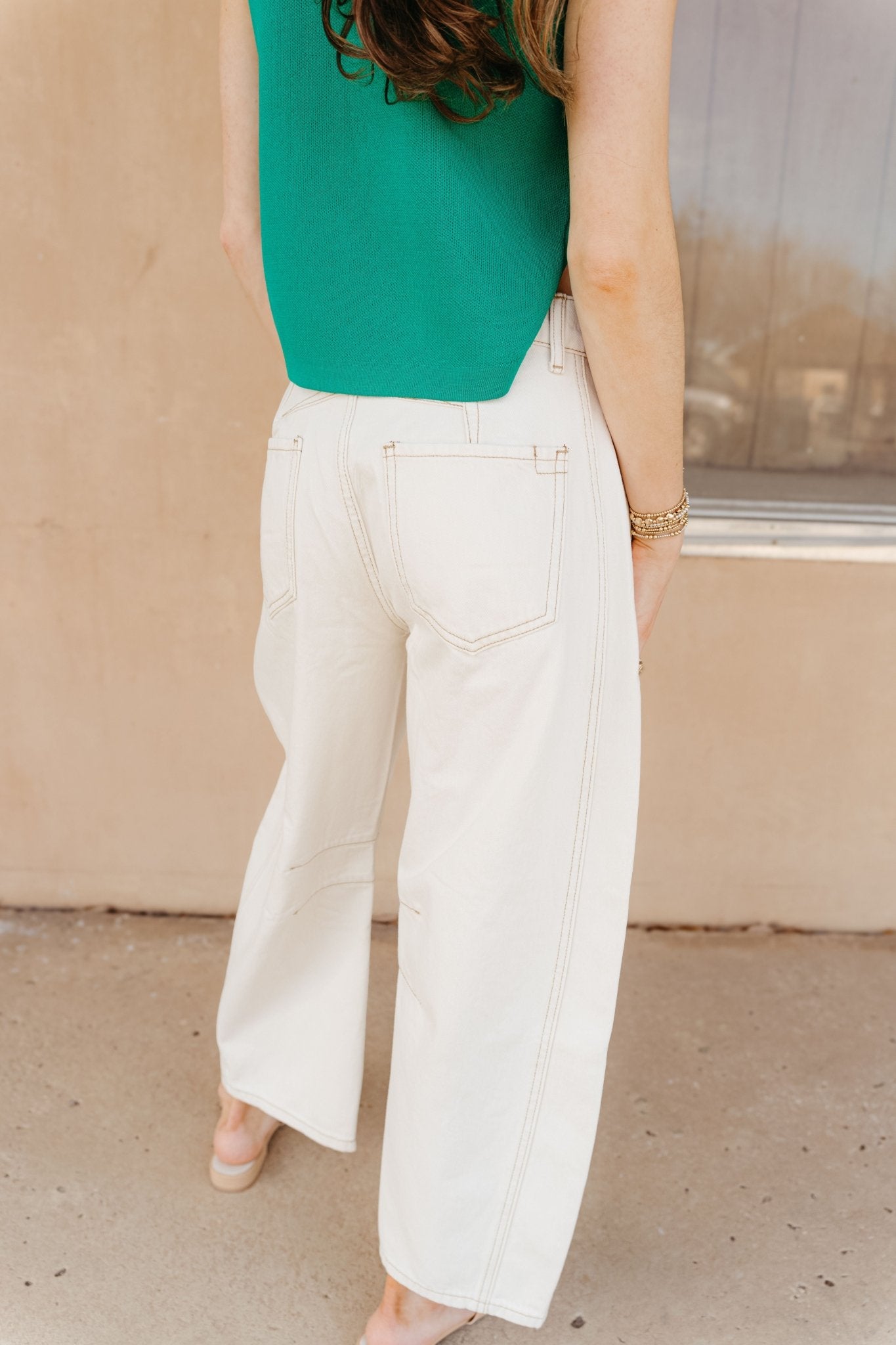 Sand Castle Cream Barrel Leg Jeans PH12611 - Southern Soule Designs