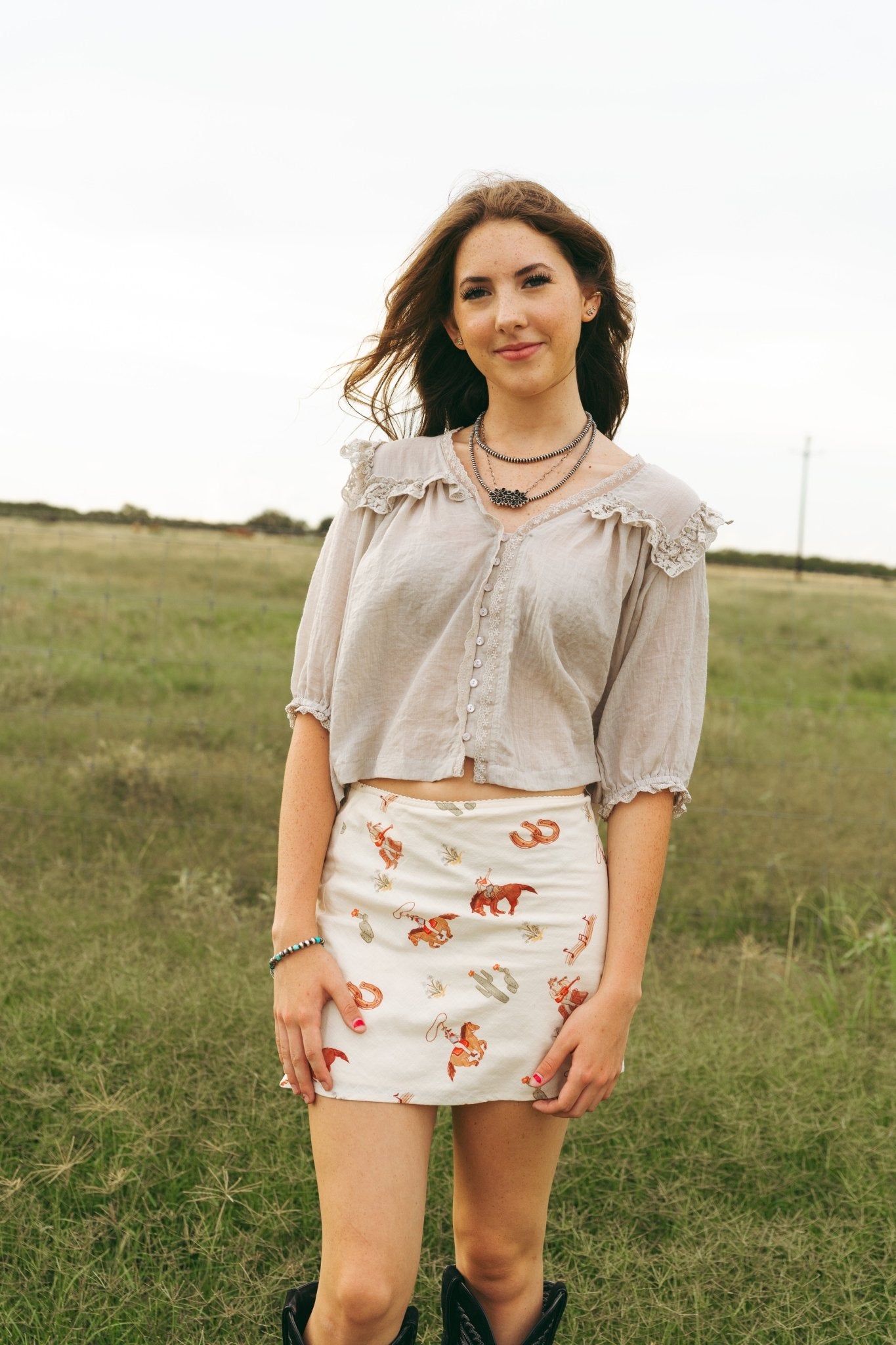 Sand Lace Detailed Blouse T4675 - Southern Soule Designs
