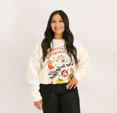 Santa's Sleigh Sweatshirt - Ivory - Southern Soule Designs