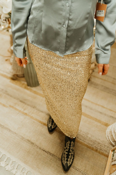 Saturn Sequin Skirt Champagne ZK234252 - Southern Soule Designs