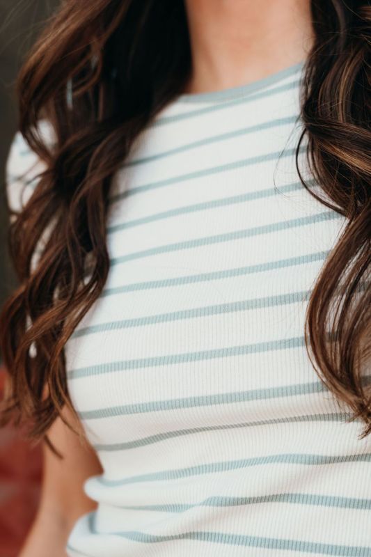 Saxton Striped Tee Sage Green ZT251263 - Southern Soule Designs