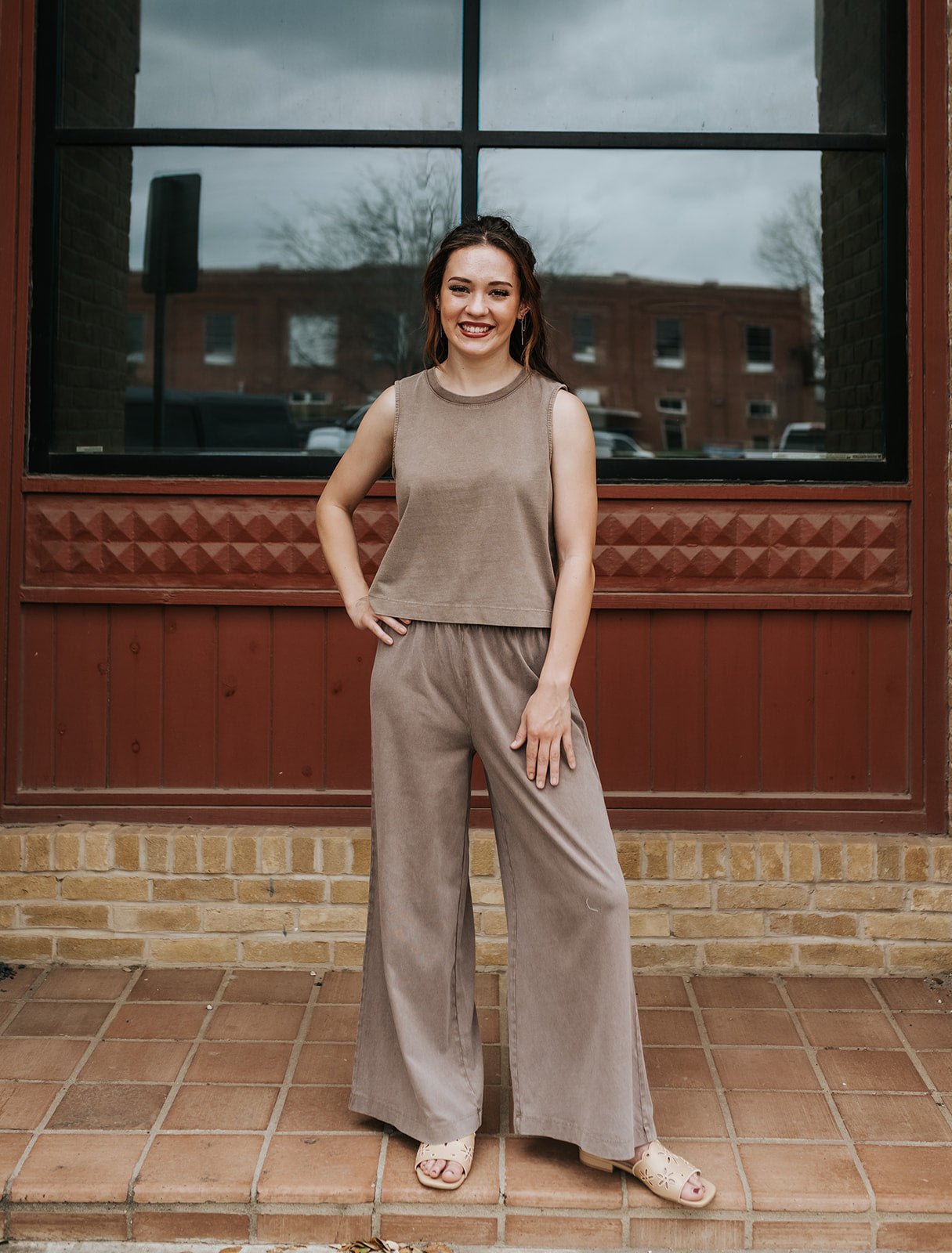 Scout Jersey Crop Flare Pant Perfectly Taupe ZP253841 - Southern Soule Designs