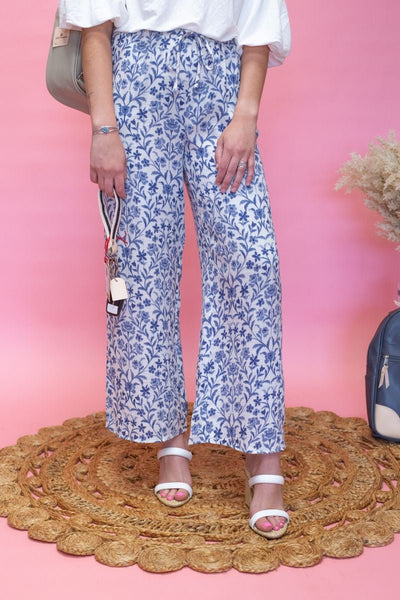 SDJP6813 White Blue Pants - Southern Soule Designs