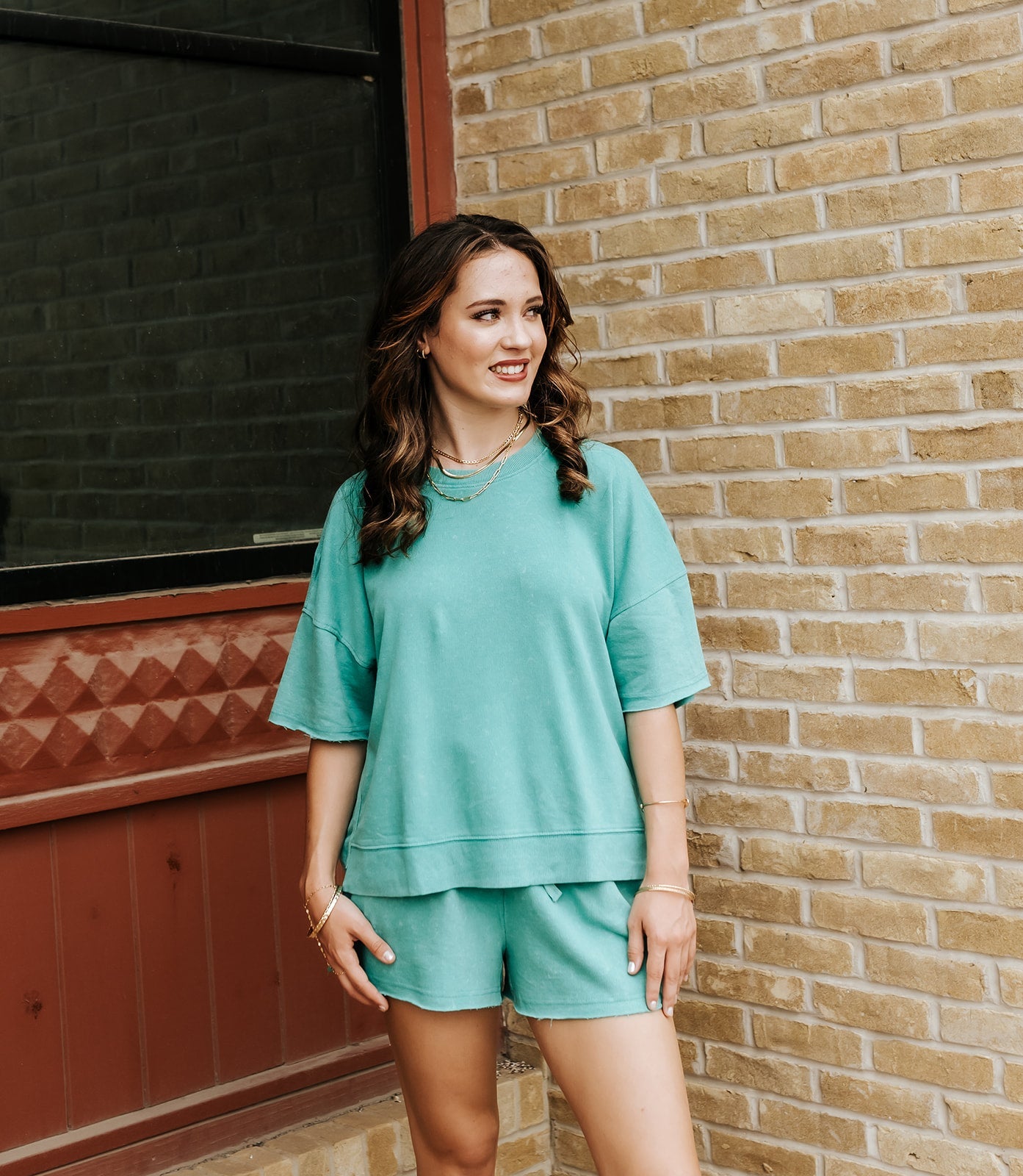Seafoam Mineral Washed Knit Top & Shorts - Southern Soule Designs