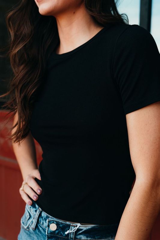 Second Skin Crew Top Black ZT251232 - Southern Soule Designs