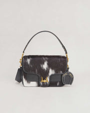 Shell Medium Purse - Black & White Cowhide - Southern Soule Designs