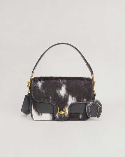 Shell Medium Purse - Black & White Cowhide - Southern Soule Designs