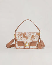 Shell Medium Purse - Brown & White Cowhide - Southern Soule Designs