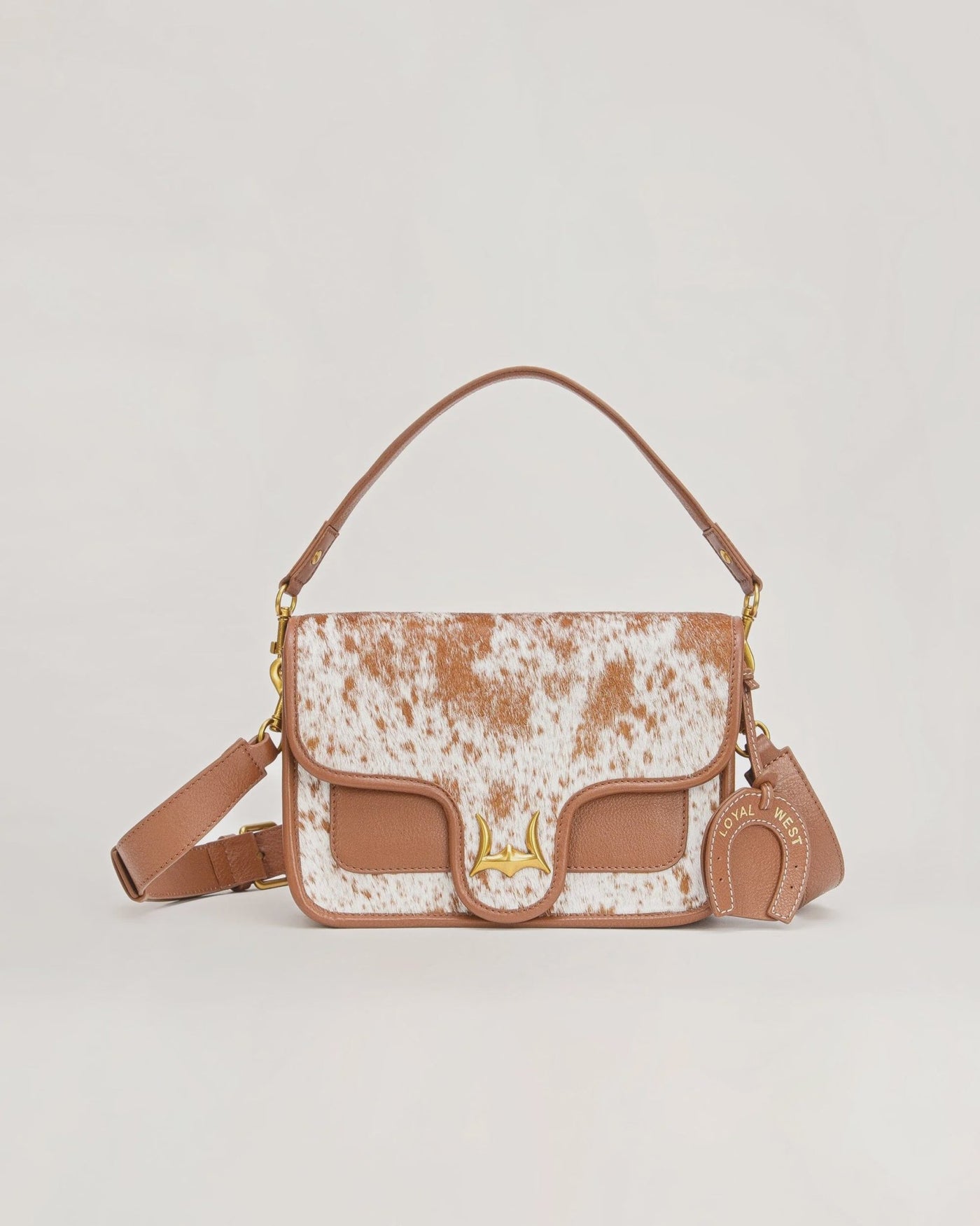 Shell Medium Purse - Brown & White Cowhide - Southern Soule Designs