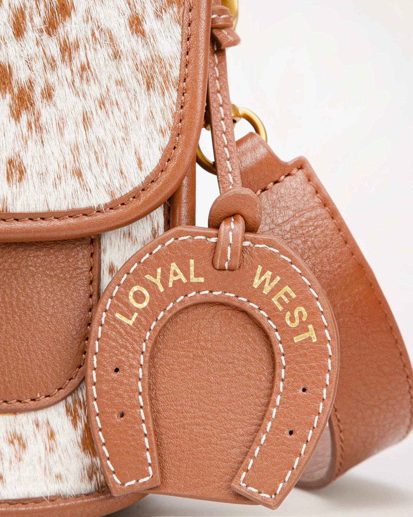 Shell Medium Purse - Brown & White Cowhide - Southern Soule Designs