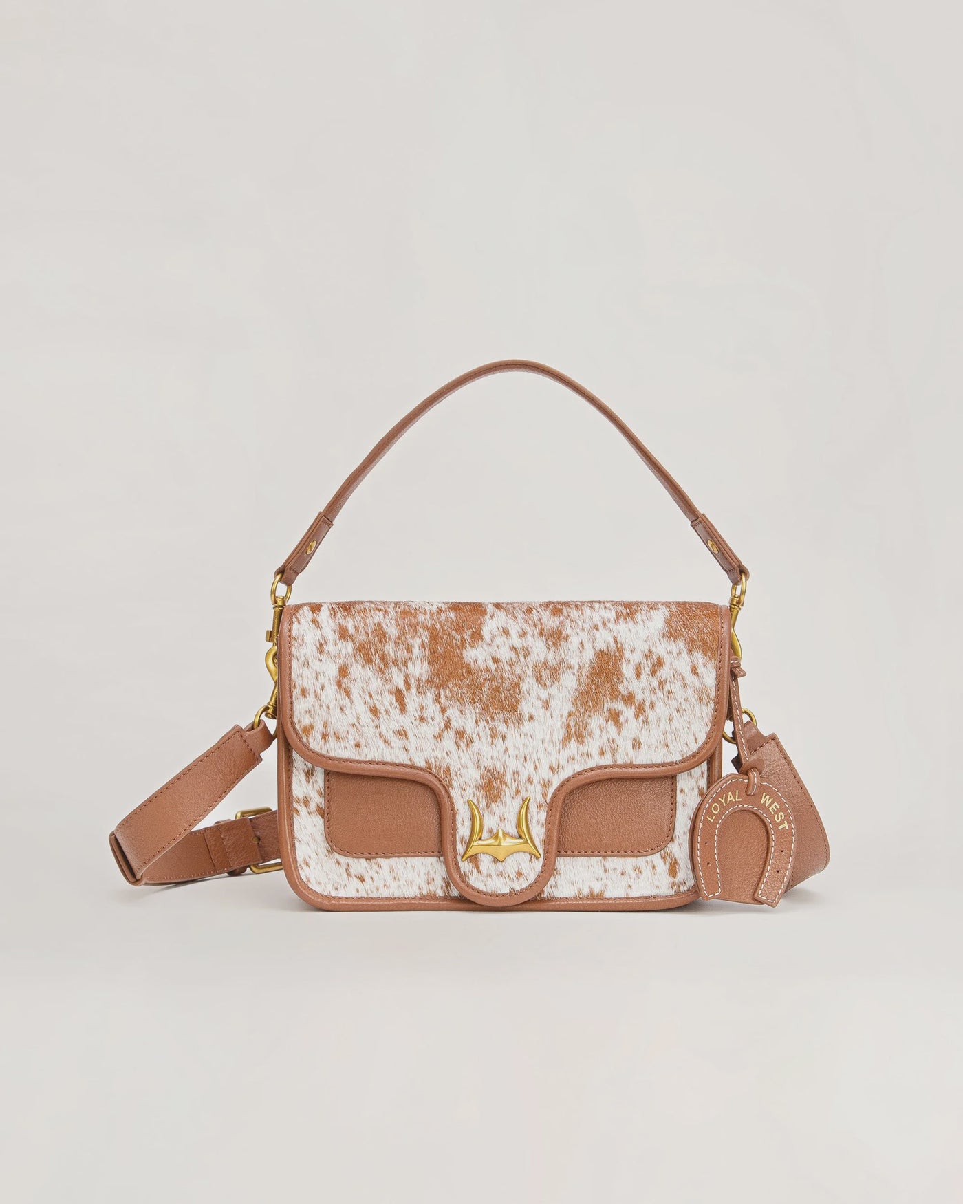 Shell Medium Purse - Brown & White Cowhide