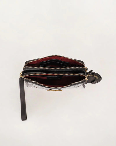 Shell Mini Purse - Black Floral Leather - Southern Soule Designs