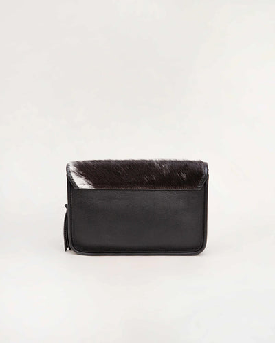Shell Medium Purse - Black & White Cowhide