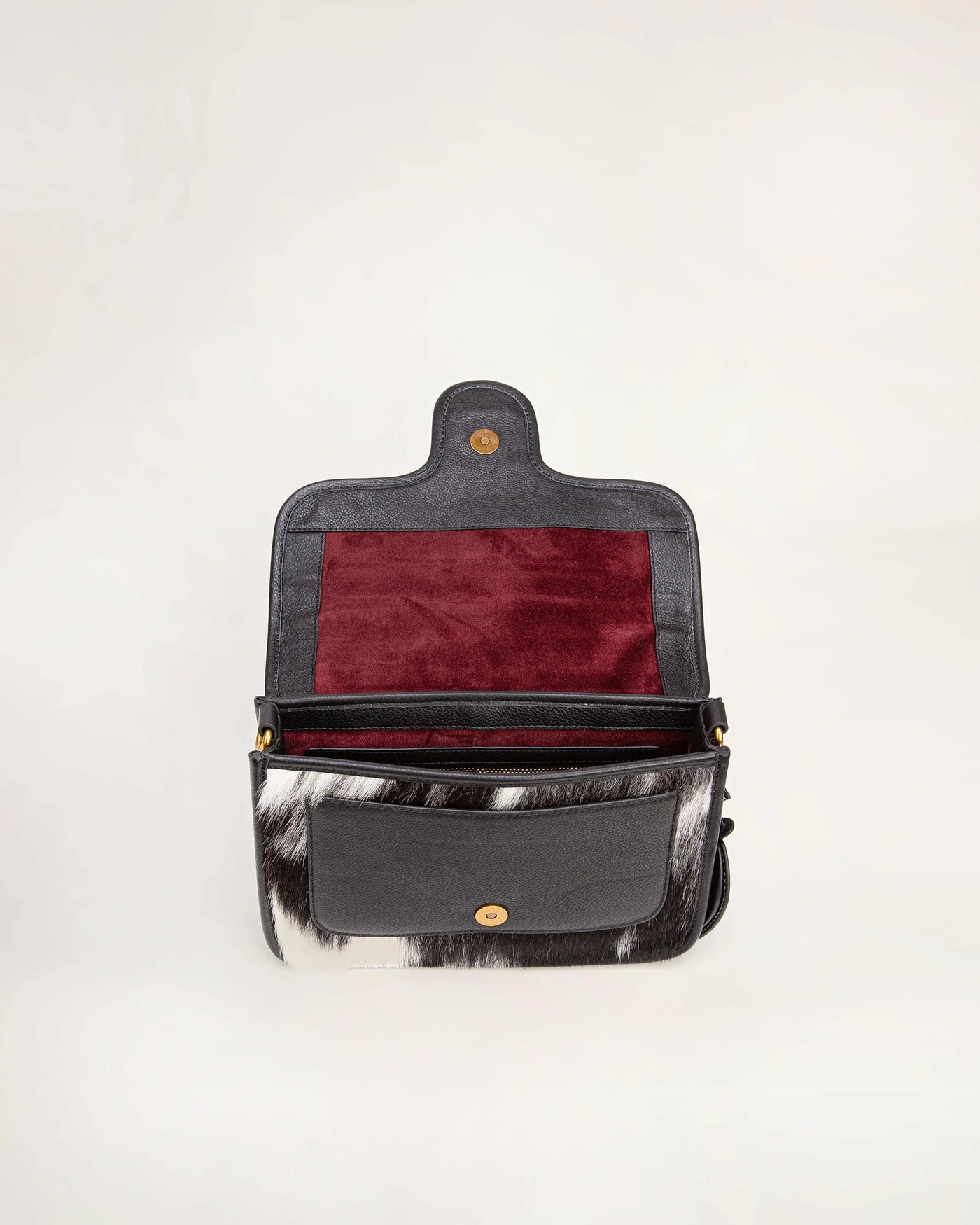 Shell Medium Purse - Black & White Cowhide