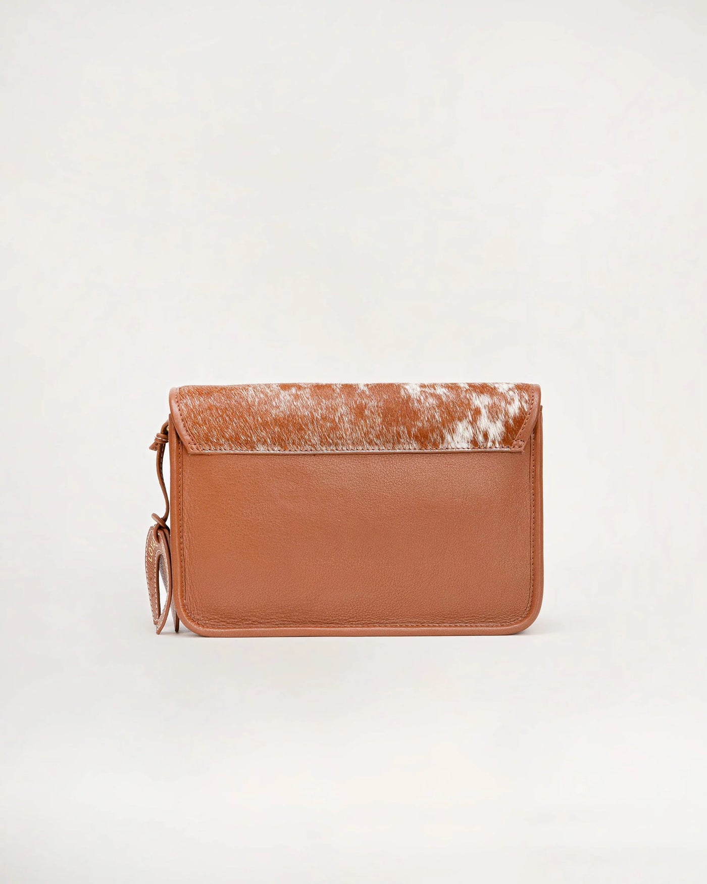 Shell Medium Purse - Brown & White Cowhide