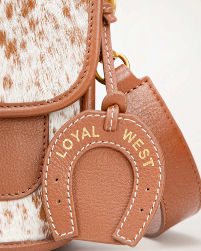 Shell Medium Purse - Brown & White Cowhide