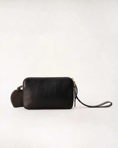 Shell Mini Purse - Black Floral Leather