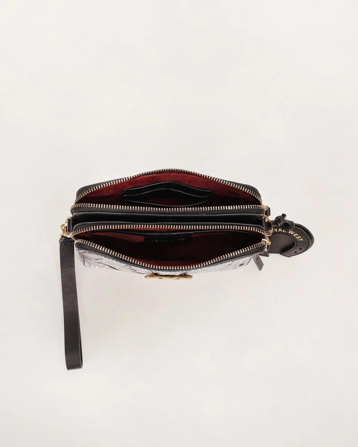 Shell Mini Purse - Black Floral Leather