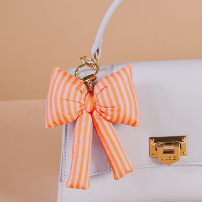 Sherbet Stripes Puffy Bow Bag Charm - Southern Soule Designs
