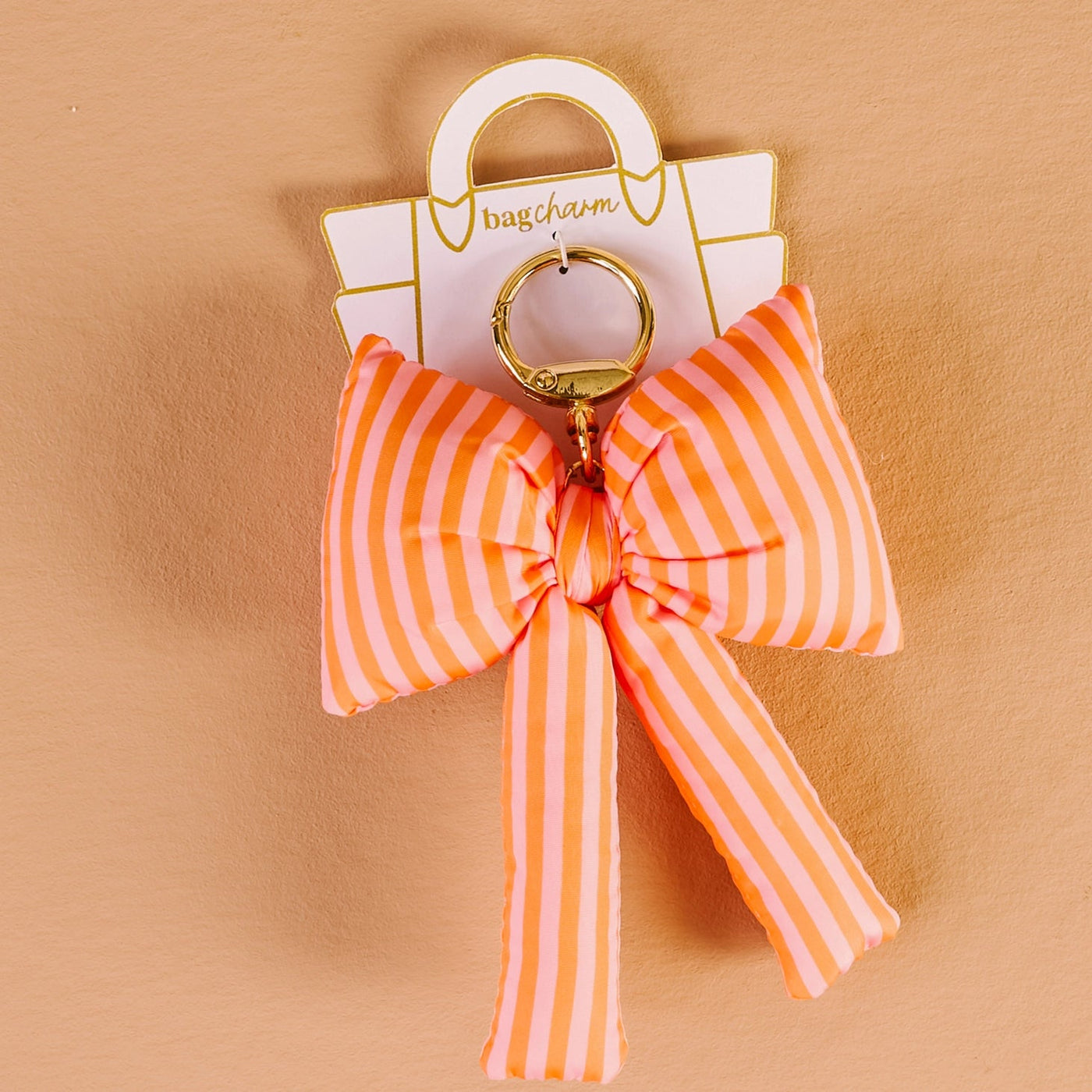 Sherbet Stripes Puffy Bow Bag Charm - Southern Soule Designs