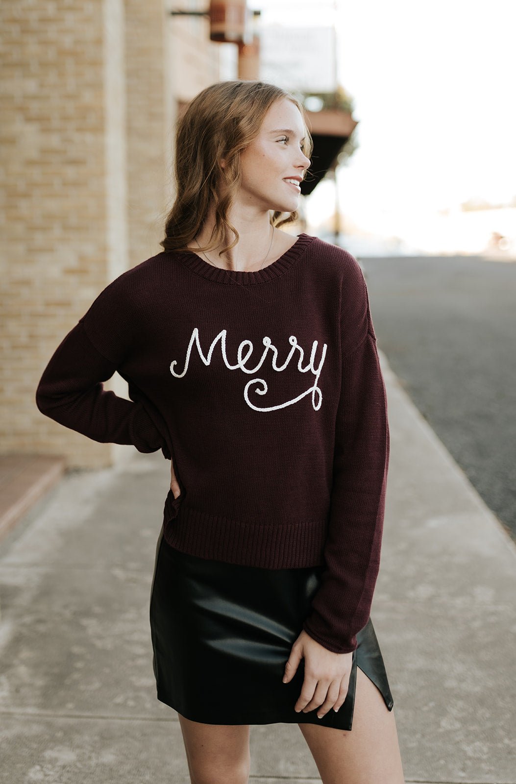 Sienna Merry Sweater Merlot ZW254895 - Southern Soule Designs