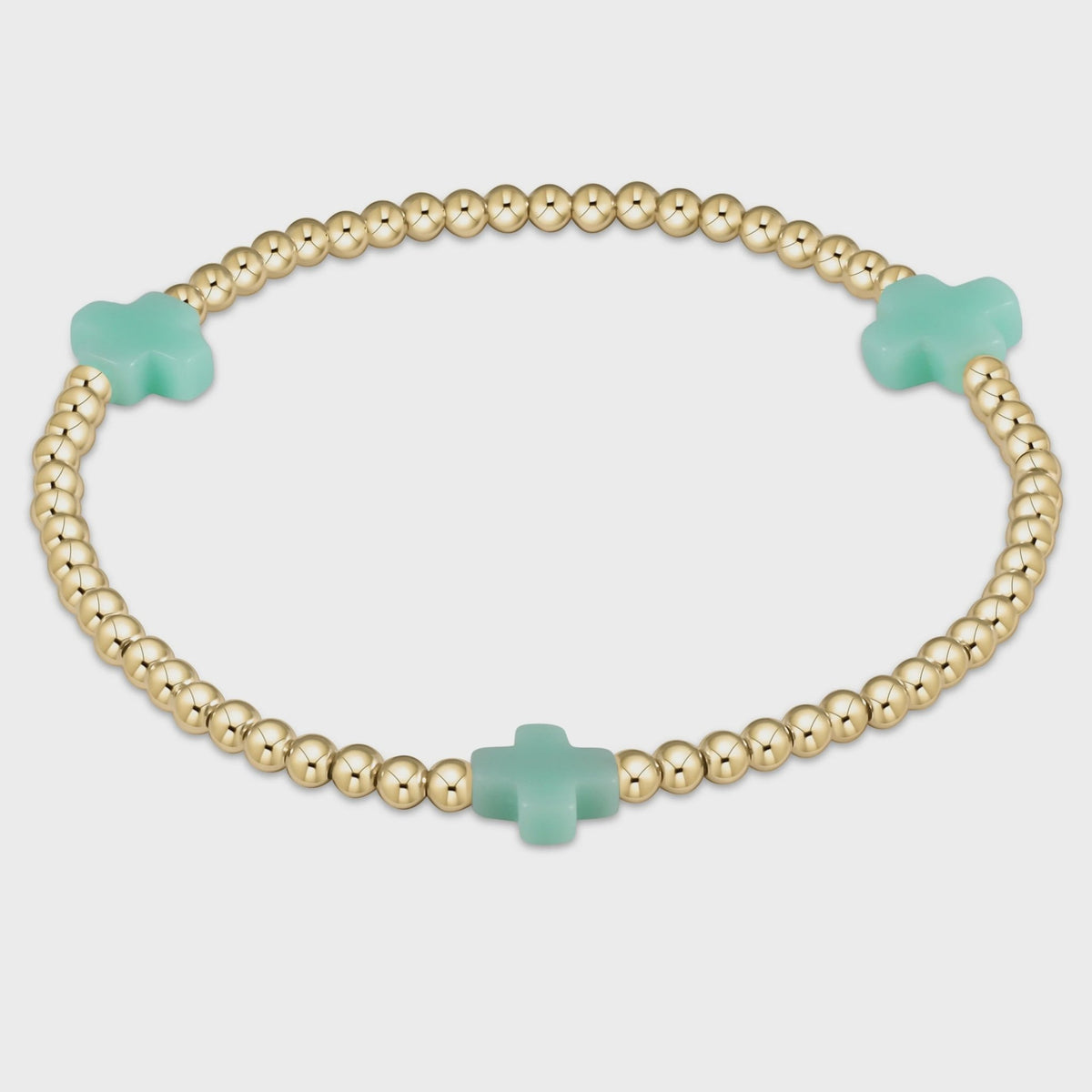 Signature Cross 3mm Gold/Mint Bracelet - Southern Soule Designs
