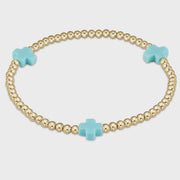 Signature Cross 3mm Gold/Turquoise Bracelet - Southern Soule Designs